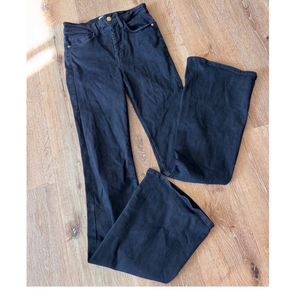 FRAME Le One Flare Jeans Black Larsen High Rise Size‎ 24 LOF630